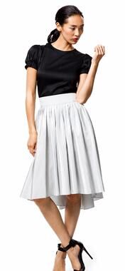Katharine Kidd NWT Silver Gray Pleated High Low Full Midi Skirt